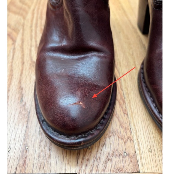 Frye‎ Women's Leather Ankle Boots Booties Block Heel Size 9M Brown - Picture 12 of 12